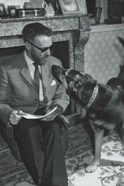 Sven Hassel with his dog Tiki 1963